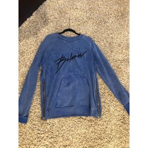 Balmain Men's Logo Graphic Crinkled Sweatshirt